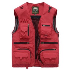 Daitshu 多用途多口袋露營釣魚工作服背心, 紅色