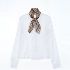 GYOBOKMALL 黑金斜線絲帶領長袖襯衫