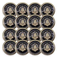 ButtonKing 射出金屬寶石鈕扣 Monkey 23mm, 16個, 黑金色