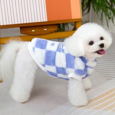 파스텔펫 반려동물 하트 체크보드 티셔츠, 블루, 1개