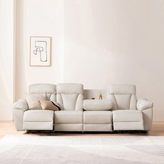 삼익가구 4인용 가죽소파 리클라이너 방문설치, 아이보리