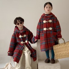 BabyMax 兒童JD格紋連帽長版大衣