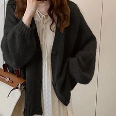 더시럽 여성용 루즈핏 폭신 가디건