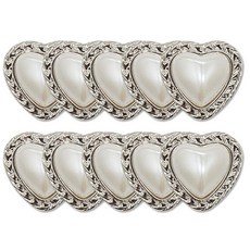 高級金屬鈕扣 巧克愛心 25mm, 10個, 鎳色