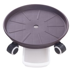 SOFTHOLIC 可移動式圓形花盆托盤, 棕色