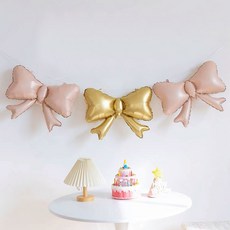 WOW PARTY KOREA 霧面蝴蝶結氣球 粉色 2入 + 金色套組, 5套