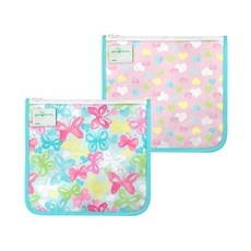 green sprouts 小綠芽 具保溫功能 可重複使用 食物零食袋 三明治袋 小物收納袋 2個, 蝴蝶甜心