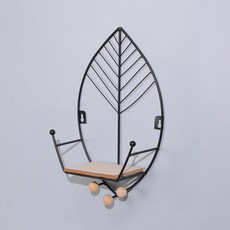 순잠 다기능 벽걸이 선반, 나뭇잎블랙, 1단