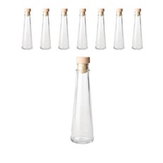 透明圓形三角油瓶 軟木塞, 8個, 100ml