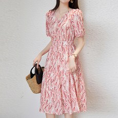 POPLAR NC Meltingbe V領連身裙, 紅色