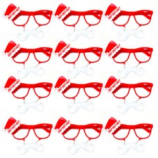 스투피드 콧수염 작은산타모자 산타안경, 혼합색상, 12개