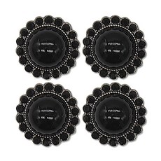 迷你方晶鋯石珍珠寶石鈕扣 黑天鵝 15mm, 4個, 黑鎳黑色