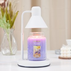 YANKee CANDLe 大瓶蠟燭 + 可調節高度單色融蠟燈 + 2個燈泡組, 白色(融蠟燈), 檸檬薰衣草(揚基蠟燭)