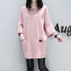 빅 포켓 롱 슬리브 라운드넥 임산부 스웨터