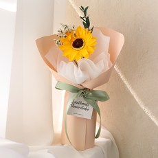 ScentBasket 招財運向日葵香皂花永生花混合花束 S, 黃色