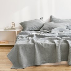 AIRE Atelier 60支亞麻顏料水洗絎縫被兼床墊, 灰色