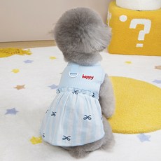 PASTEL PET 寵物小巧蝴蝶結洋裝, 藍色, 1個