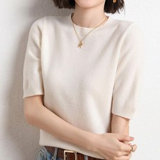 Sunbit 女款圓領素色日常基本款短袖針織衫