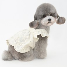 PASTEL PET 寵物鏤空蕾絲洋裝, 象牙白