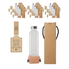 Square Dutch PET 500ml x 10p + 鋁蓋 銀色 10p + 貼紙 2 種 x 10p + 盒裝 10p 套組 LB4M, 1套