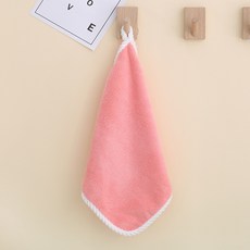 Meumyu 絲絨方形素色掛環擦手巾, 絲絨蜜桃, 5個