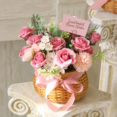 Scent Basket 盛開玫瑰自然感香皂花擺飾, 1個, 紫丁香