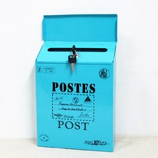 Bluefog 壁掛式鐵製附鎖信箱, 05 藍色 字