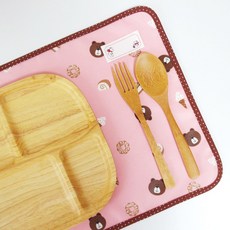 Syusyu Room 防水便當/餐盤墊 2入, 小熊-粉紅, 40 x 28cm, 2個