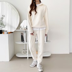 GAVIJEAN 女式金色燈芯絨保暖半拉鍊運動衫 cb708 + 束帶慢跑褲訓練 cb808 增益套裝