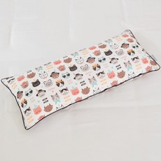 ahtty blanc 幼兒用純棉寬四季防蟎可調高度枕頭, 貓朋友