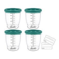 Bebelock 副食品刻度密封罐, 240ml, 4個, 薄荷綠