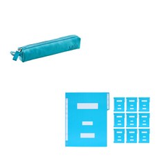 Miquelrius 糖果色 XXS 鉛筆袋 + 晴雲 紙質文件夾 10入組, 藍綠色(鉛筆袋), 天藍色(文件夾), 1套