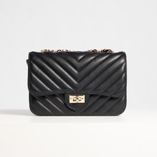 jeballot V形紋絎縫鏈帶包, 黑色
