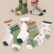 Gomji 兒童S綠線熊02襪子5雙組