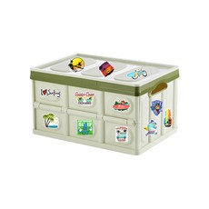트래블큐브 더비치 방수 데코스티커 50p + 접이식 캠핑 수납함 중형 30L, 그린(수납함), 1세트