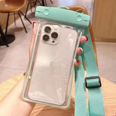 튼튼 두꺼운 스트랩 가방형 핸드폰 방수팩, 민트, 1개