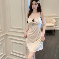 PEONIST 女性家居服 印花荷葉邊蕾絲睡衣 迷你連身裙