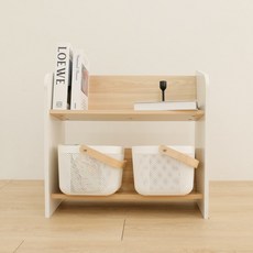 SimpleRoom 傾斜式低款DIY正面幼兒書櫃, 橡木色 + 白色, 2層