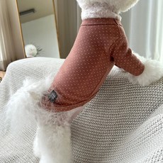 MAGDOG 寵物迷你圓點棉質彈性T恤, 1個, 棕色