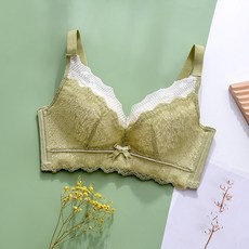 리본 투컬러 그물 레이스 우아한 노와이어 임산부 브래지어
