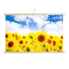 木質掛軸 + 海報 + 無痕釘組合 Money Flower H, 米色木