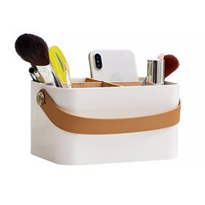 마켓에이 가죽끈 4칸 정리함, 화이트, 1개