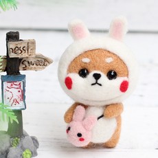 Healingcare 氈線針 DIY 套組, 1組, #37 兔子造型柴犬