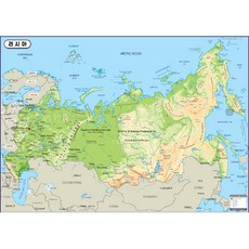 Map.Come 地形塗層俄羅斯地圖 110 x 78cm + 所有國家的世界地圖集, 1套