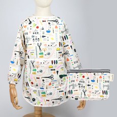 베베슈에뜨 아동용 방수 긴팔 미술가운 + 파우치 세트, 인코지