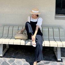 NANING9 Dunelt 牛仔無袖連身褲