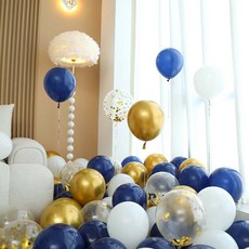 P&B UNITY 氣球 50入組 藍色, 06 深藍色與金色亮片 4色混合, 1套