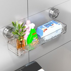 Hanbomnuri 免打孔瀝水壁掛式浴室層架收納架 一字型, 單一顏色, 1個