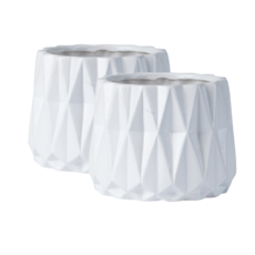 후니마켓 세라믹 무늬 화분, 화이트, 2개