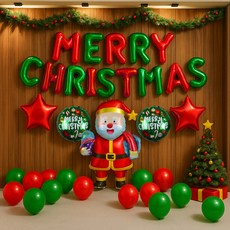 PARTYSHOW 聖誕訊息 + 橡膠 + 聖誕老人包裝氣球套組, 混合顏色, 1套